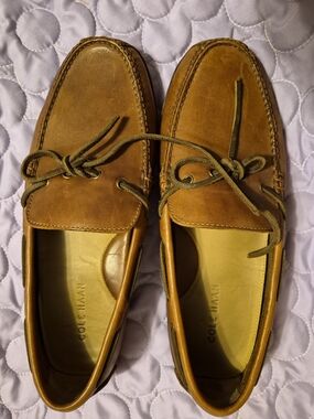 Cole Haan Tan Leather Moc Toe Slip-Ons